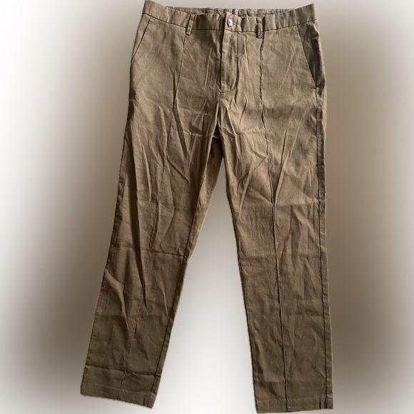 Dandy Del Mar Linen Blend Pants Men’s 34 Flat Front Slacks Brown Zip Fly New - Picture 1 of 8